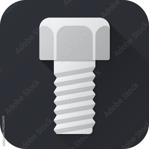 Vector illustration. Toy bolt in flat design with long shadow. Square shape icon in simple design. Icon vector size 1024 corner radius 180