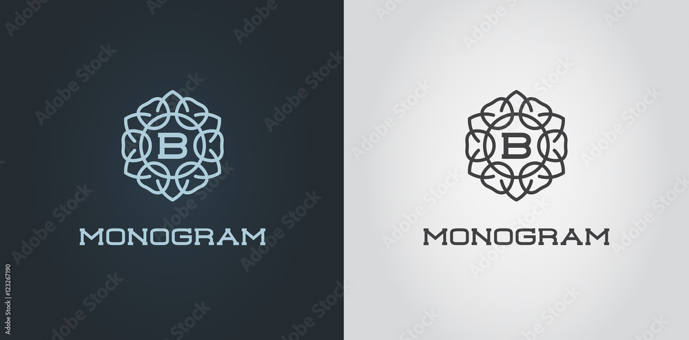 Fototapeta premium Set of Compact Monogram Design Template with Letter Vector Illus