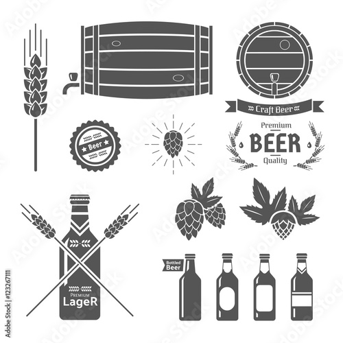 Good craft beer brewery labels, emblems and design elements. Vector Set.
