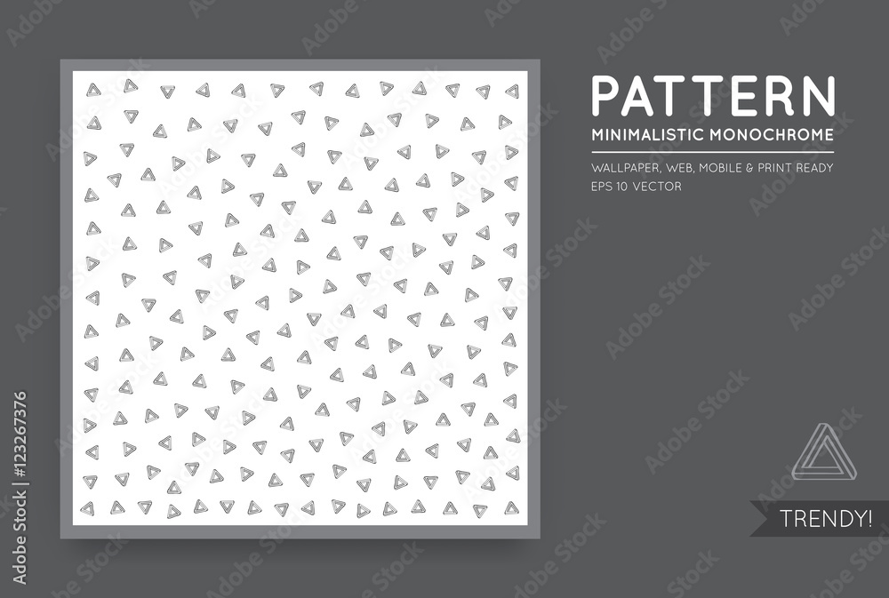 Vector White Abstract Background with Seamless Random Black Mono