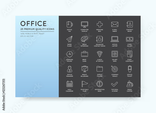 Vector High Qulaity Office Outline Icons Set