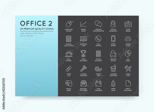 Vector High Qulaity Office Outline Icons Set photo