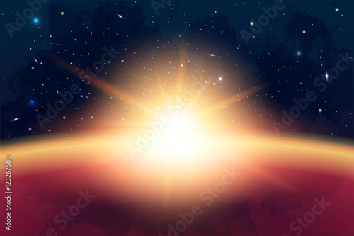 Vector Cosmology Illustration with Universe  Galaxy  Sun  Planet