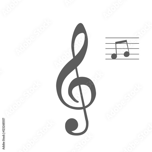 treble clef and note flat icon vector illustration