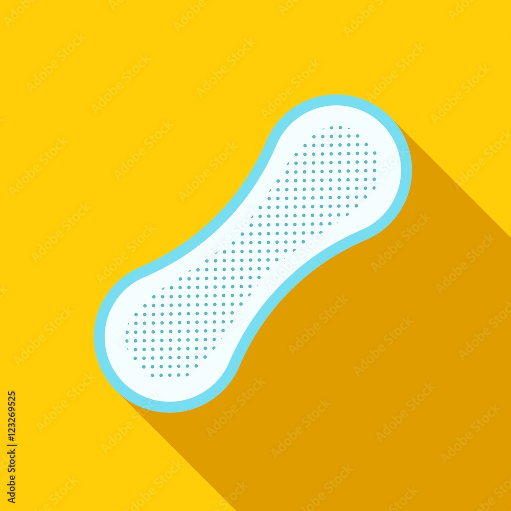Women hygiene pad vector icon isolated on yellow background with shadow. Hygiene pad type, feminine hygiene sanitary napkin product. Means personal hygiene design element in flat style. Women hygiene pad vector icon isolated on yellow background with shadow. Hygiene pad type, feminine hygiene sanitary napkin product. Means personal hygiene design element in flat style.