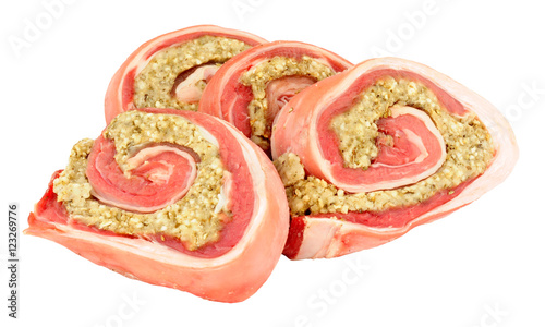Raw Lamb Breast Meat With Stuffing