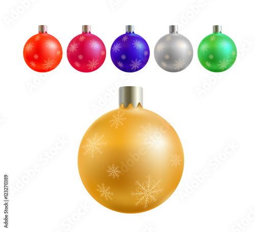 Set of colored Christmas balls on white background
