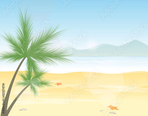 Fototapeta Naklejka Na Ścianę i Meble -  Tropical beach vector illustration
