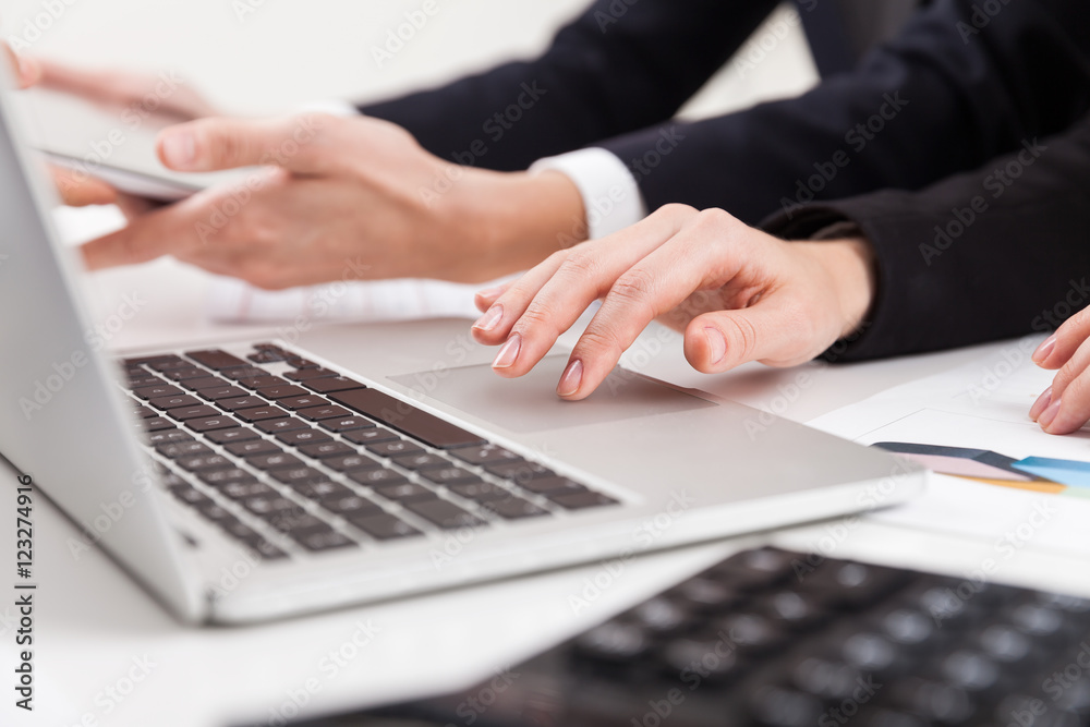 Woman using touchpad Woman using touchpad