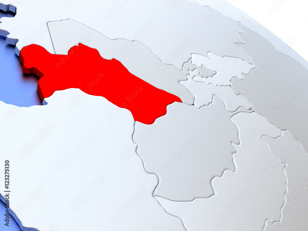 Fototapeta premium Turkmenistan on world map