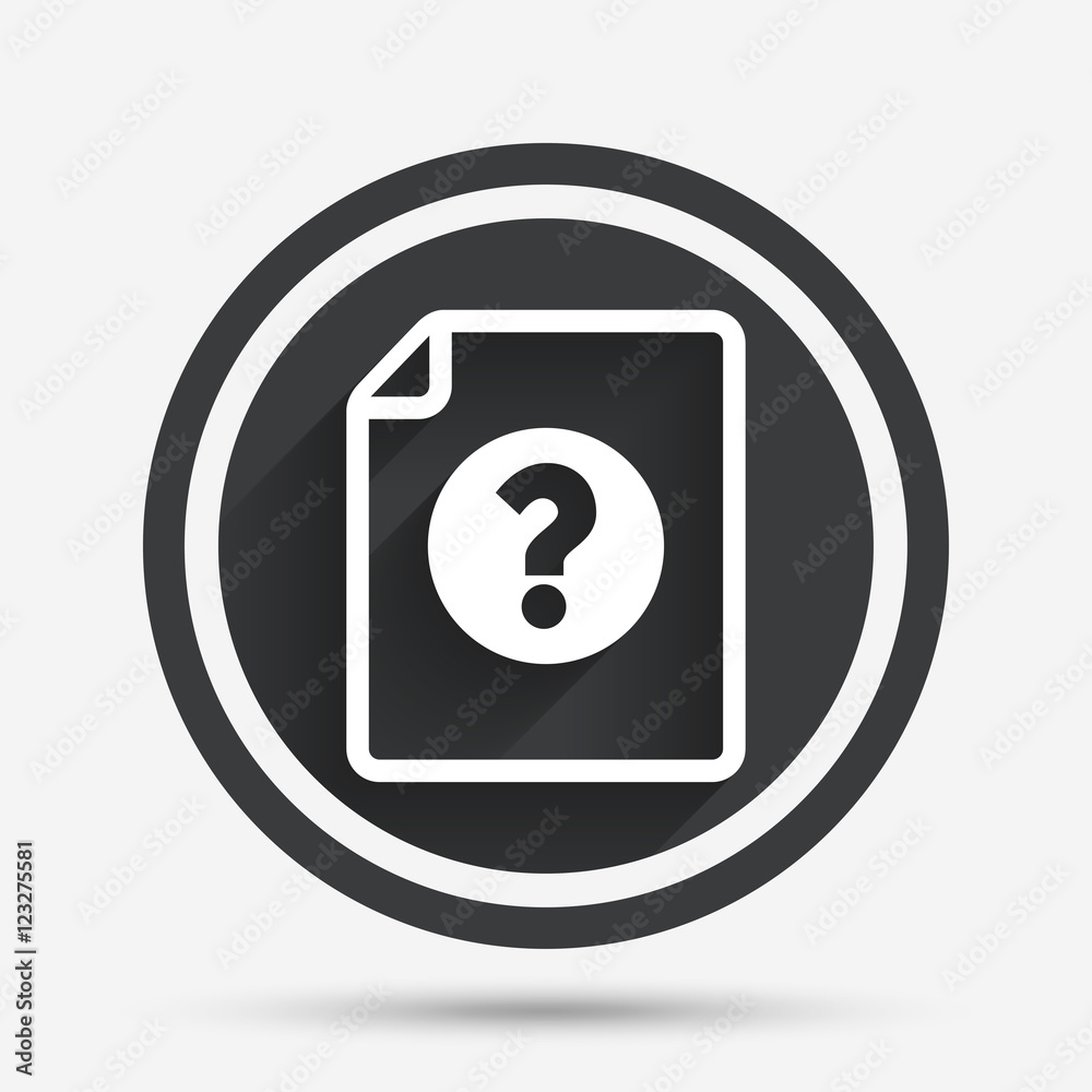 File document help icon. Question mark symbol. File document help icon. Question mark symbol.