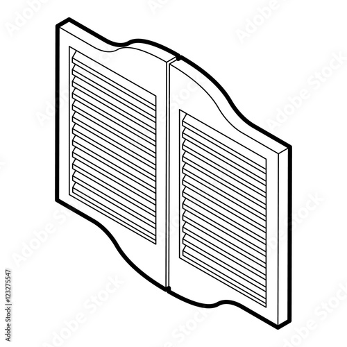 Doors in western saloon icon. Outline illustration of doors in western saloon vector icon for web
