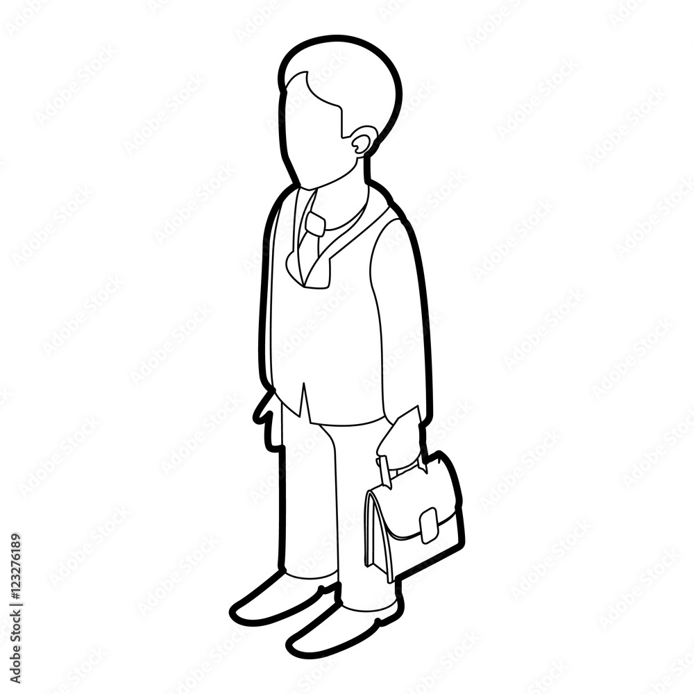 Businessman holding briefcase icon. Outline illustration of businessman and briefcase vector icon for web