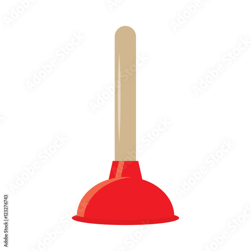 Rubber plunger red cup on white background.