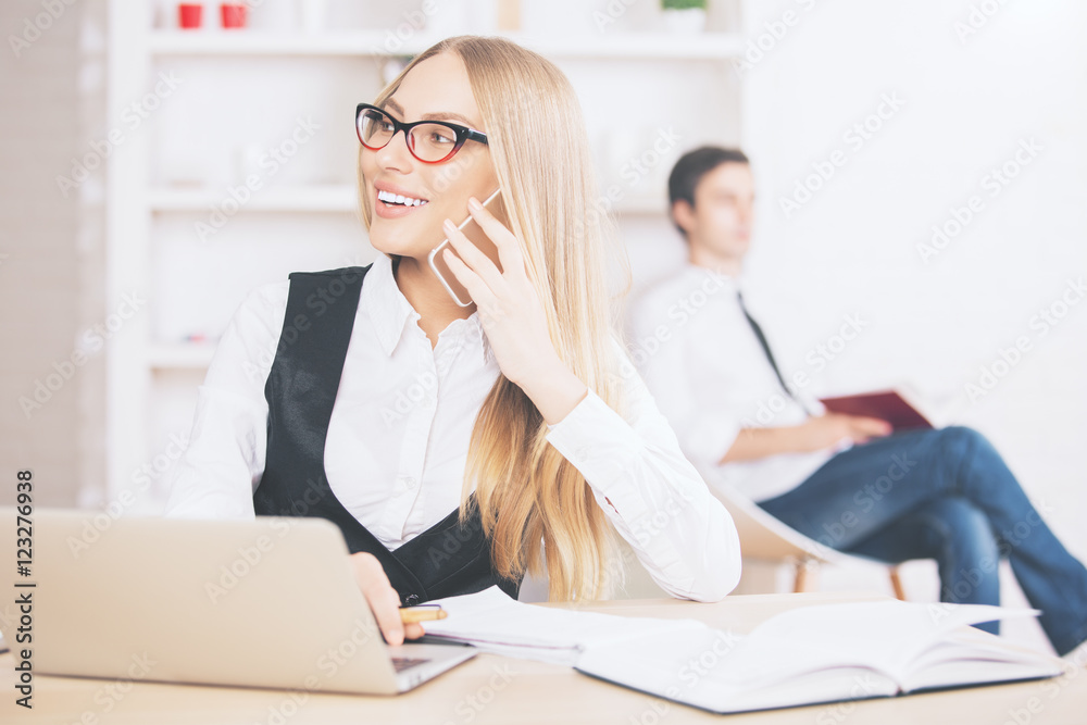 Gorgeous smiling talking on phone Gorgeous smiling talking on phone