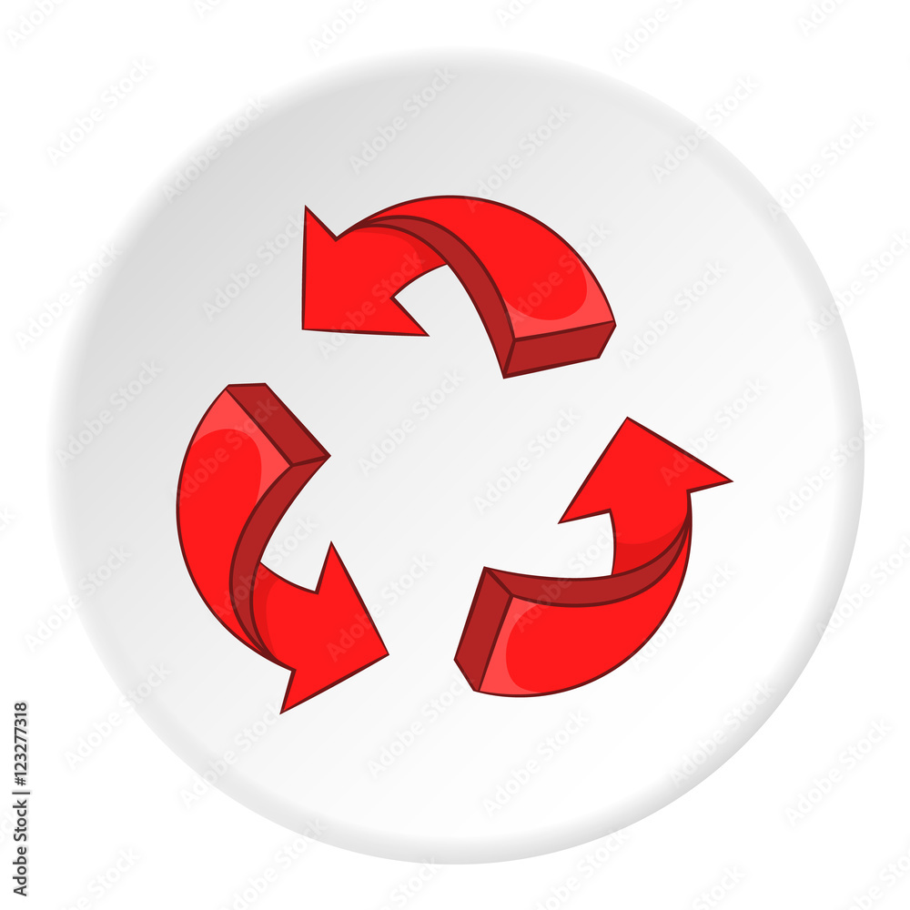 Red recycling symbol icon. artoon illustration of red recycling symbol vector icon for web Red recycling symbol icon. artoon illustration of red recycling symbol vector icon for web