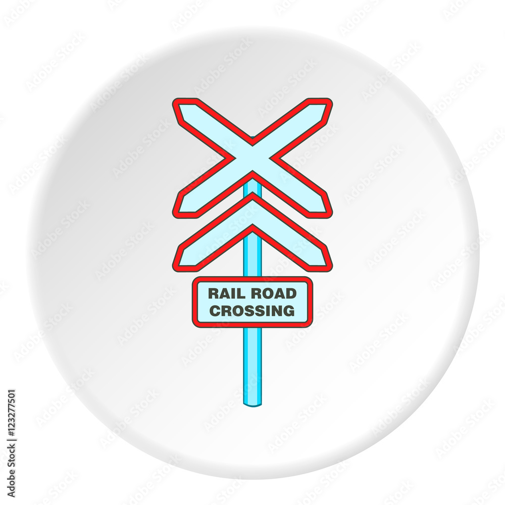 Railroad crossing sign icon. artoon illustration of railroad crossing sign vector icon for web Railroad crossing sign icon. artoon illustration of railroad crossing sign vector icon for web