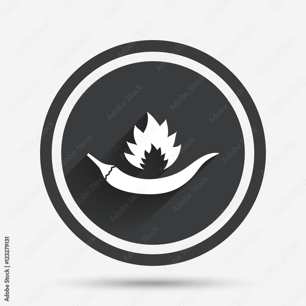 Hot chili pepper sign icon. Spicy food symbol. Hot chili pepper sign icon. Spicy food symbol.