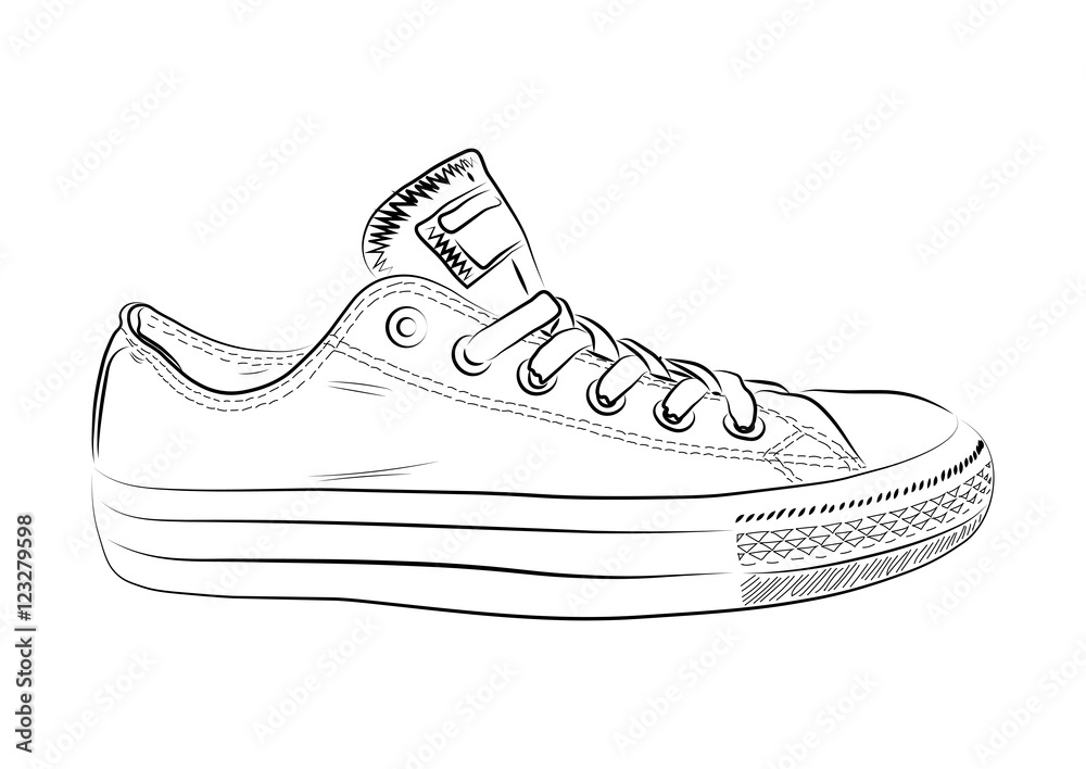 Hand drawn sneakers, gym shoes. Keds vector illustration Stock Vector ...