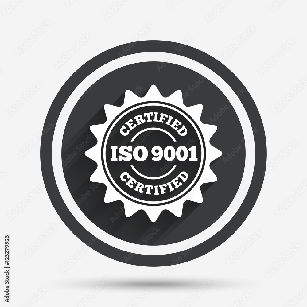 ISO 9001 certified sign. Certification stamp. ISO 9001 certified sign. Certification stamp.
