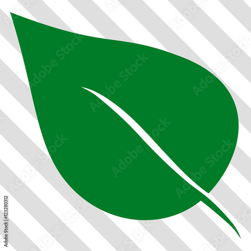 Plant Leaf vector icon. Image style is a flat green icon symbol on a hatched diagonal transparent background.
