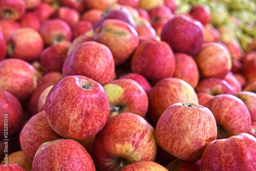 Fresh organic apples on street market stall