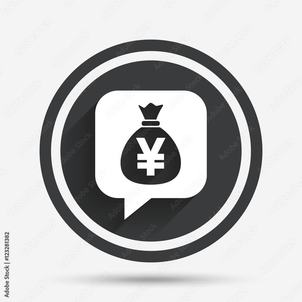 Money bag sign icon. Yen JPY currency. Money bag sign icon. Yen JPY currency.