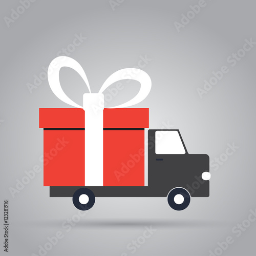 Delivery truck with gift box