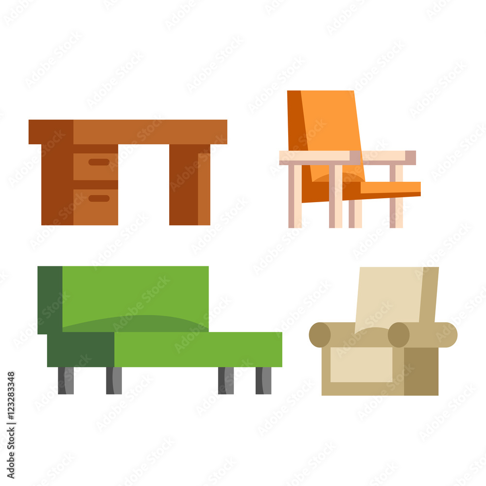 Furniture icons vector isolated