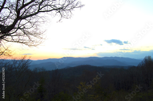 View of Smoky mountains at sunset