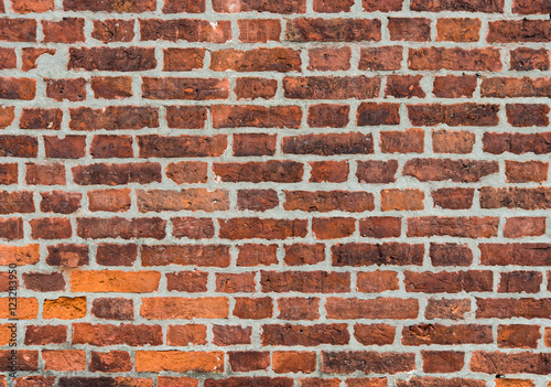Old and grungy red brick wall background