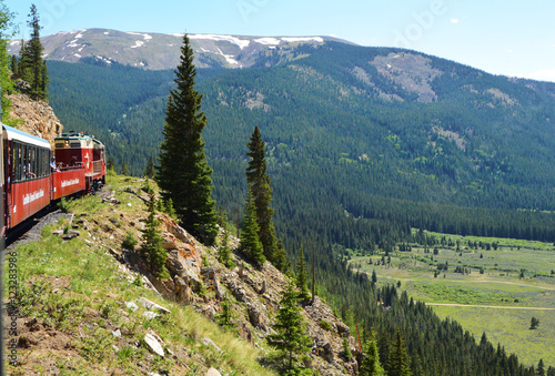 Train on a mountainside track