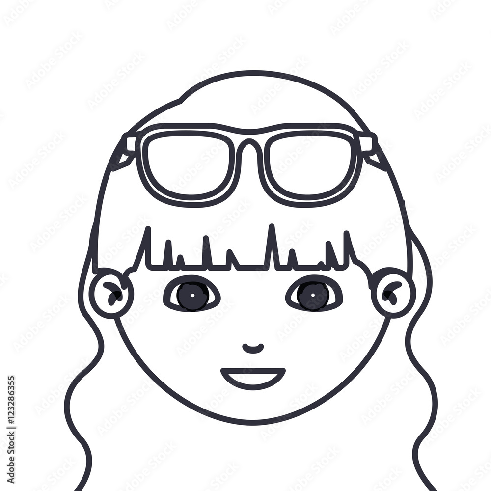 Girl cartoon face with glasses icon. Kid child little and people theme. Isolated design. Vector illustration Girl cartoon face with glasses icon. Kid child little and people theme. Isolated design. Vector illustration