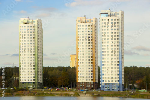 Multi-storey  residential new home on a sunny day