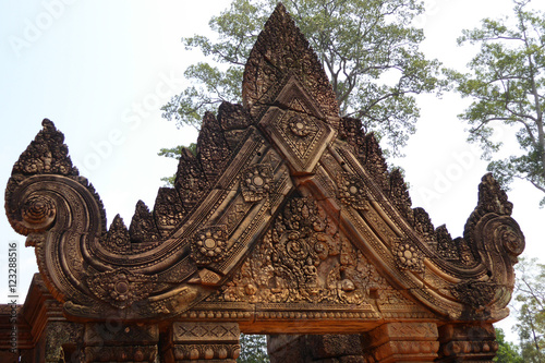 Intricate carvings  at Banteay Srei photo