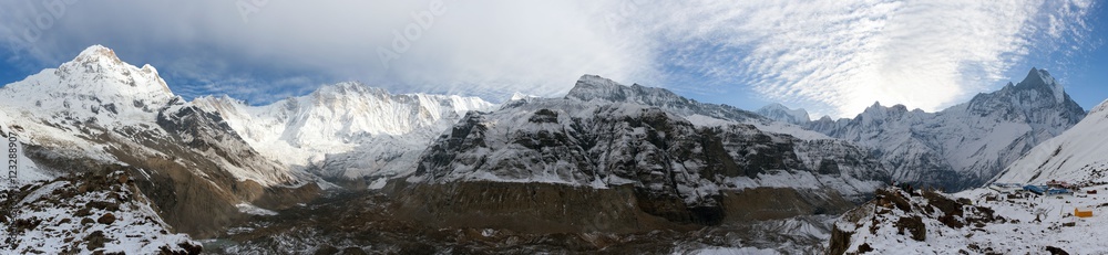 Morning panoramic view from mount Annapurna range