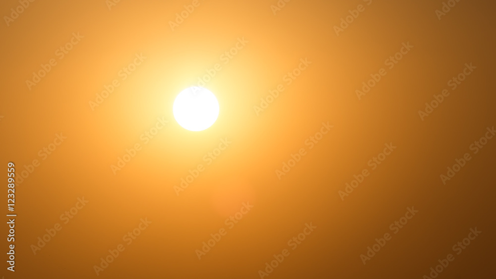 sunset orange sun as background