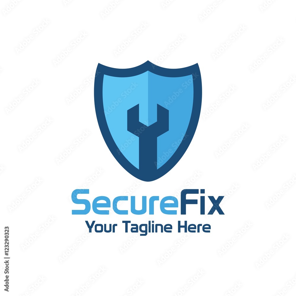 Fix Blue Shield Vector Logo Template Fix Blue Shield Vector Logo Template