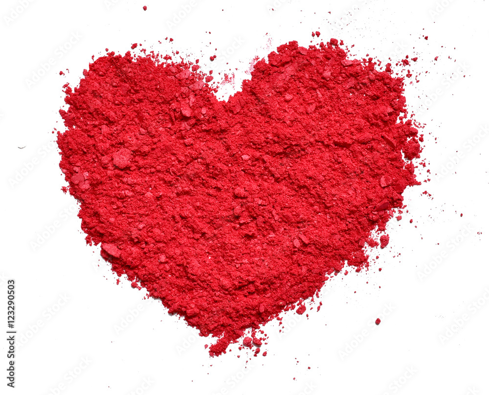 heart shape of makeup isolated on white