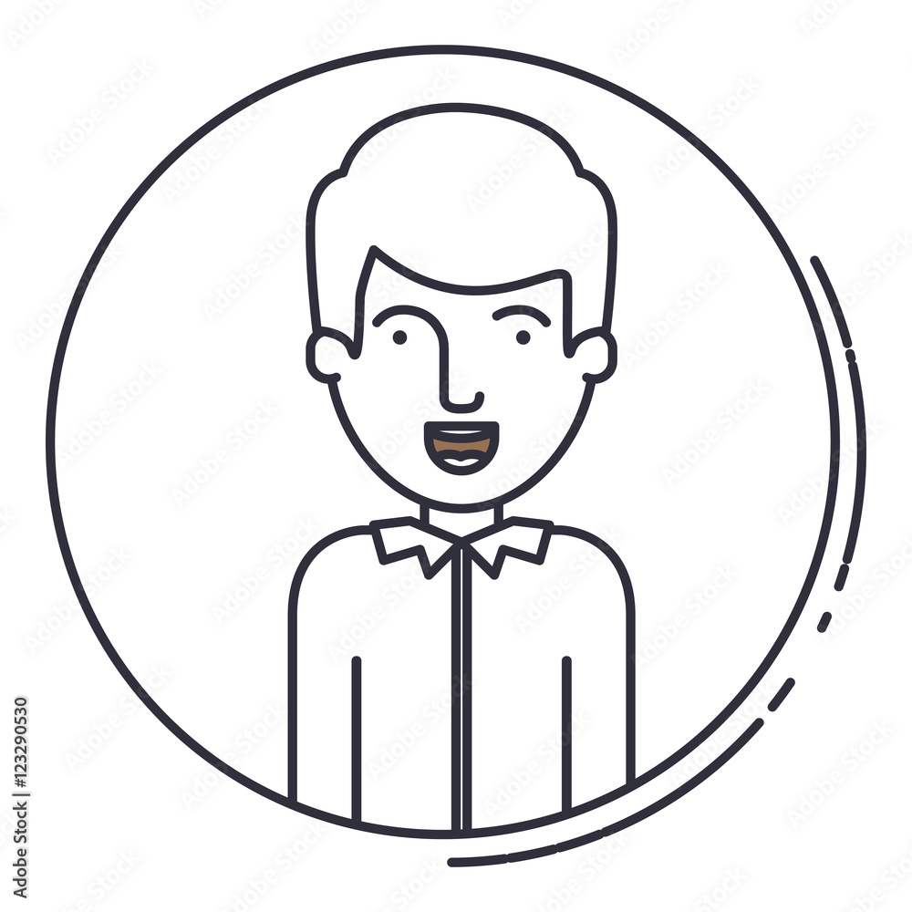 Man cartoon inside circle icon. Avatar people person and human theme. Isolated design. Vector illustration