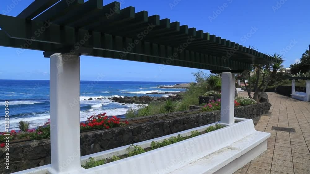 Playa Jardin (Jardin beach) located in Puerto de la Cruz city in norht of Tenerife island. Located near famous Loro Park. Canary islands. Spain. Playa Jardin (Jardin beach) located in Puerto de la Cruz city in norht of Tenerife island. Located near famous Loro Park. Canary islands. Spain.