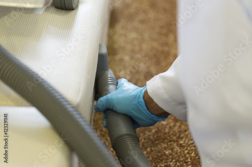 The mattresses are being cleaned to get rid of dust mites. photo