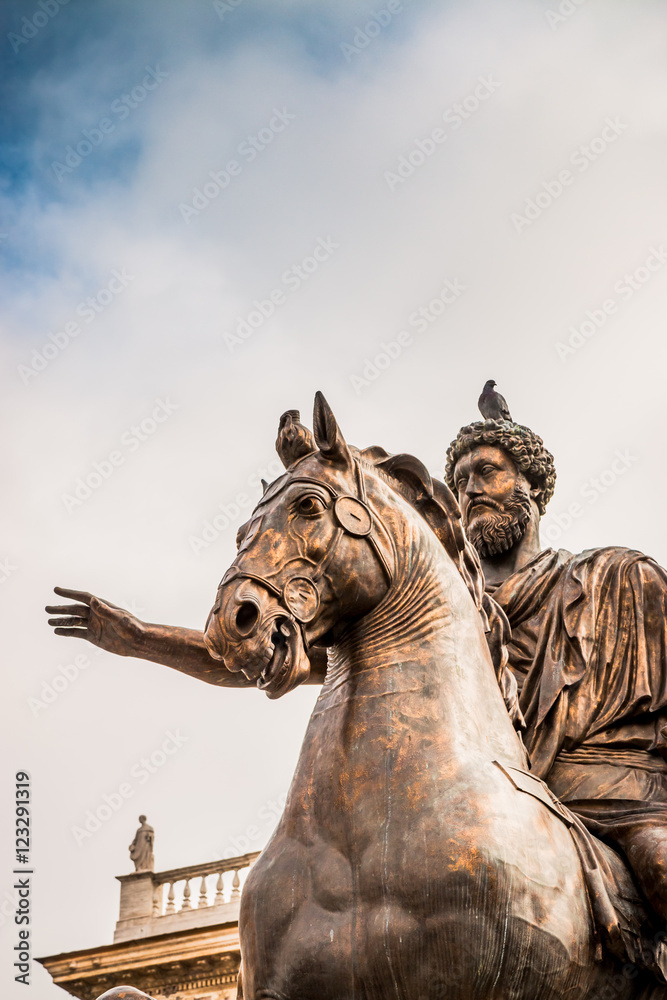 Statue équestre de Marc Aurèle devant le Capitole de Rome