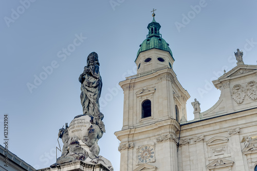 Cathedral square (Domplatz) located in Salzburg, Austria