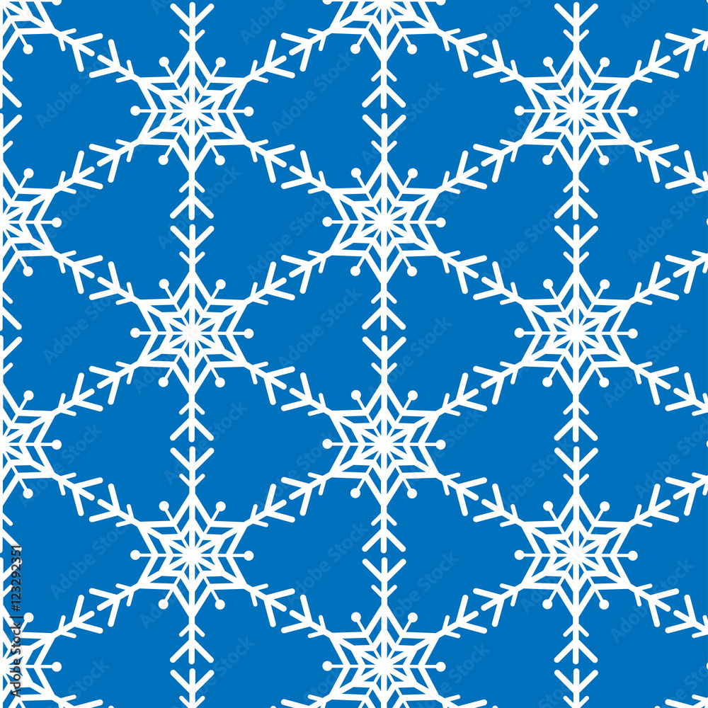 Snowflake vector pattern on blue