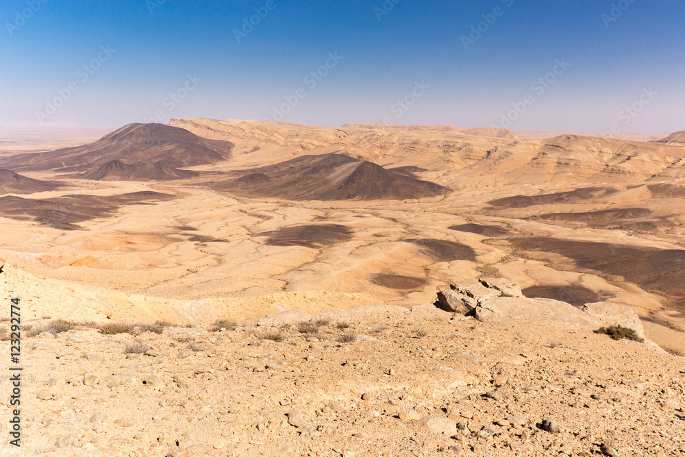Crater mountains stone desert landscape Middle East nature sceni