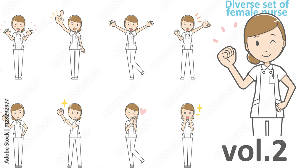 Diverse set of female nurse , EPS10 vector format vol.2 Diverse set of female nurse , EPS10 vector format vol.2