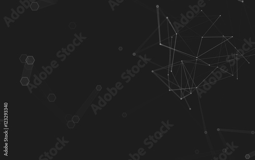 Abstract polygonal space low poly dark background, 3d rendering