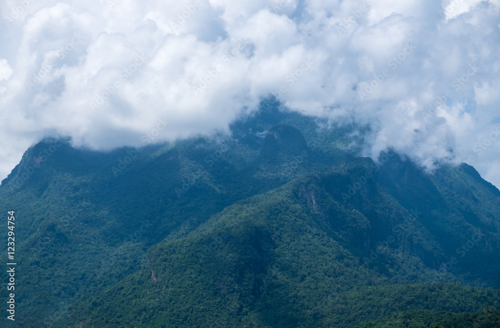 Cloud on top of the mountain