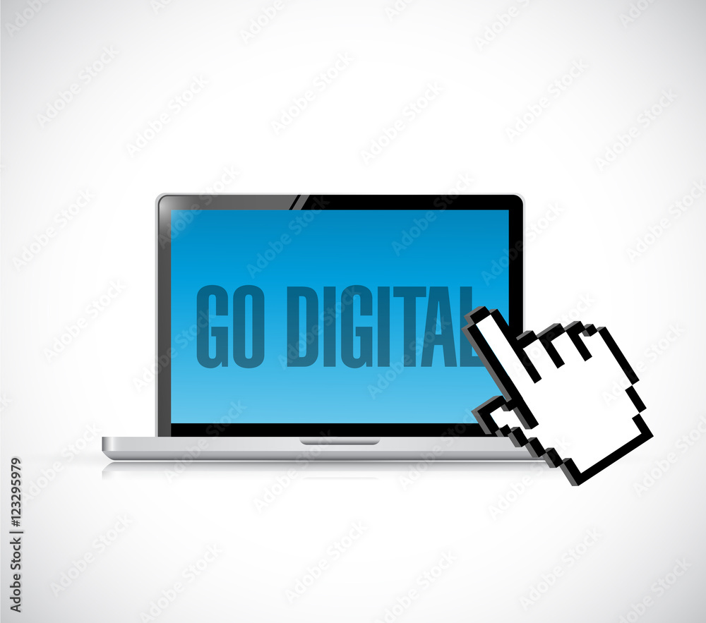go digital computer and cursor illustration design